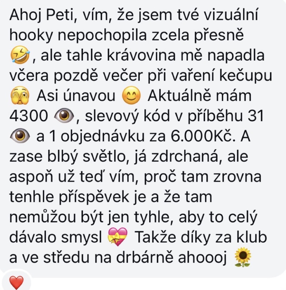 Zpráva od klientky